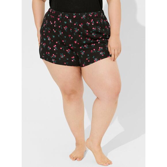 Torrid 0x 0 L 12  Cherry Print Slub Sleep Short - Picture 1 of 3